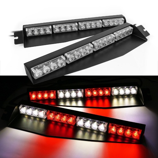 XUNZA 32W LED 15Modes Lightbar Visor Light (Red/White/Red/White)