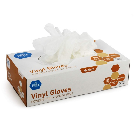 Medpride Vinyl Gloves size: Medium (100 per box)
