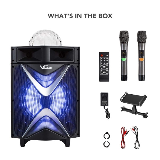 Portable Wireless PA Speaker System with 10'' Subwoofer Bluetooth Karaoke Machine