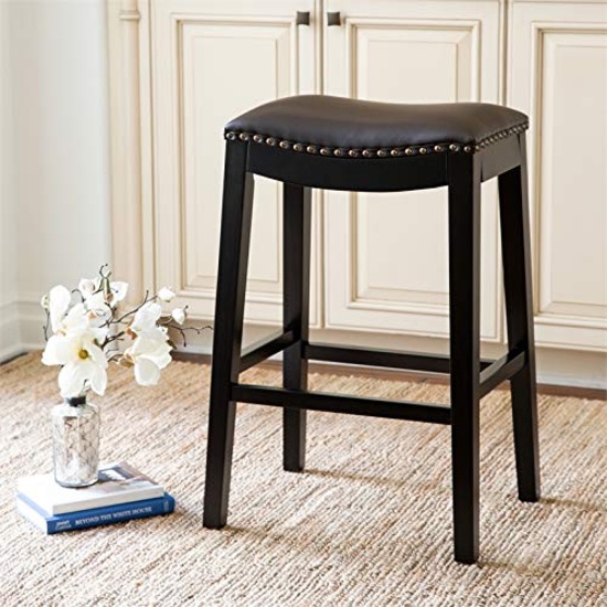 Abbyson Living Bonded Leather Saddle Bar Stool, Brown