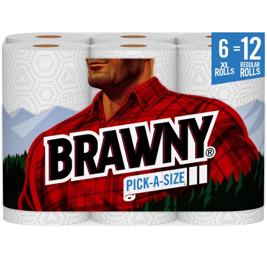 Brawny Paper Towels, 6 XL Rolls, Pick-a-Size, 6 = 12 Regular Rolls