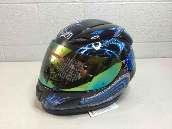 Motorcycle Full Face Helmet HJM A110 Adult Blue - size:Medium-Dragon Black