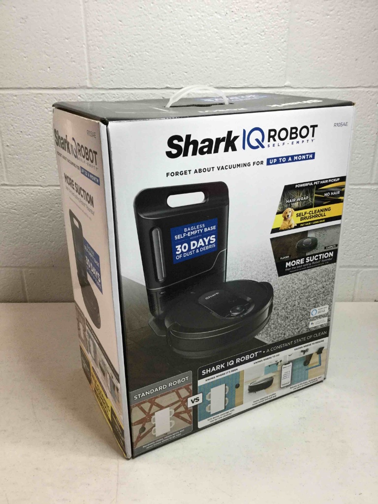 Shark IQ R101AE with Self-Empty Base, Wi-Fi, Home Mapping Robot Vacuum  (RV1001AE), Black | Industrial Machinery u0026 Equipment Return Pallets |  Online Auctions | Proxibid