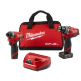 Milwaukee Electric Tools MLW2598-22 2 Piece M12 Fuel Kit- 0.5 in. Hammer Drill & 0.25 in. Impact