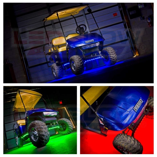 LEDGlow 4pc Standard Million Color LED Golf Cart Underglow Accent Neon Lighting Kit