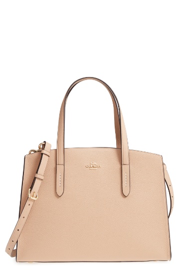 Coach Charlie Leather Tote - Beige