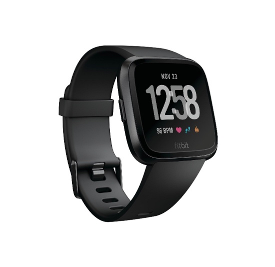 Fitbit Versa Smart Watch, Black/Black Aluminium