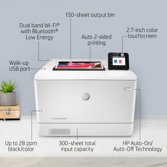 HP Color LaserJet Pro M454dw Wireless Laser Printer, Double-Sided & Mobile Printing