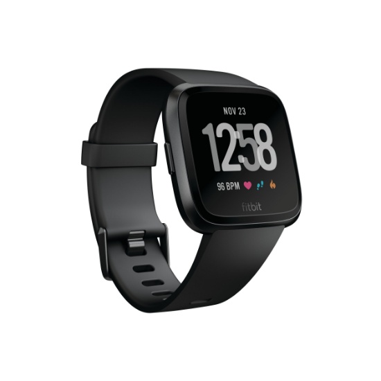 Fitbit Versa Smart Watch, Black/Black Aluminium, One Size