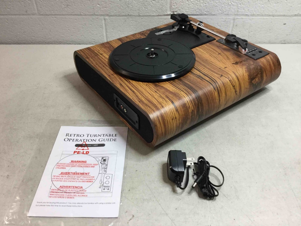 VOKSUN Vintage Turntable 3-Speed Bluetooth Vinyl Player LP Record 