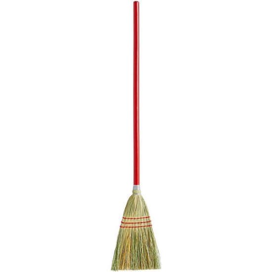 lobby broom natural corn broom 6 sweep, 30 wood handle (12 pack )