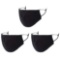 3 Pack Face Mask Reusable Cloth Face Mask 2 Layers (Black,M)