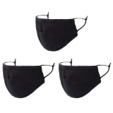 3 Pack Face Mask Reusable Cloth Face Mask 2 Layers (Black,M)