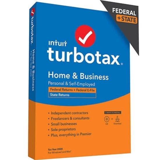 TurboTax Home and Business 2020 Fed+Efile+State (PC/MAC Disc)