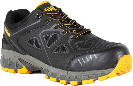 DEWALT Men's Angle Slip Resistant Athletic Shoes - Steel Toe - Black/Yellow Size 9(M)