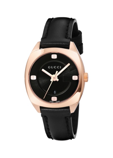 Gucci Swiss Quartz Gold-Tone and Leather Dress Black Women's Watch(Model: YA142509)