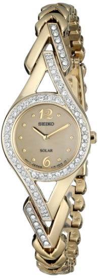 Seiko Women's SUP176 Swarovski Crystal-Accented Stainless Steel Solar Watch