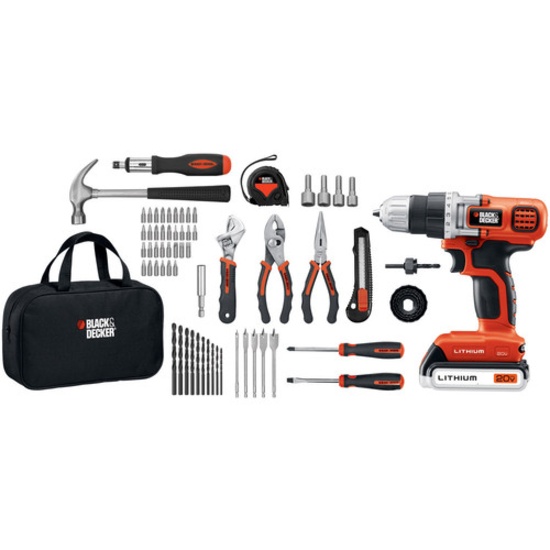 Black & Decker Ldx120Pk 20-Volt Max* Lithium Drill/Driver & 68-Piece Project Kit