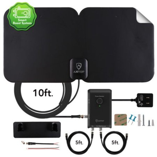 ANTOP AT-300SBS HD Smart Antenna with Smart Boost System, 70 mile range