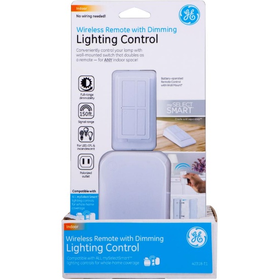 GE Wireless Remote with Lamp Dimmer Lighting Control, White