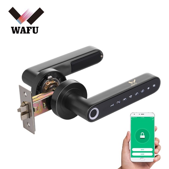 WAFU BT Enabled Fingerprint & Touchscreen Smart Lock Keyless Entry, Black