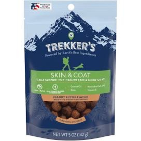 Trekkers Chewy Dog Treats For Skin and Coat Peanut Butter Flavor