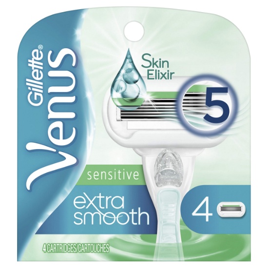 Gillette Venus Extra Smooth Sensitive Women's Blade, 4 Refills