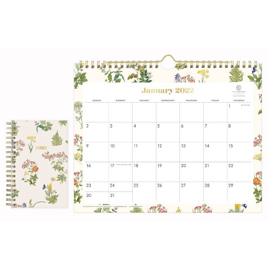 2022 Wall Calendar 11"x8.75" Monthly Wirebound Botanica - The Everygirl for Day Designer