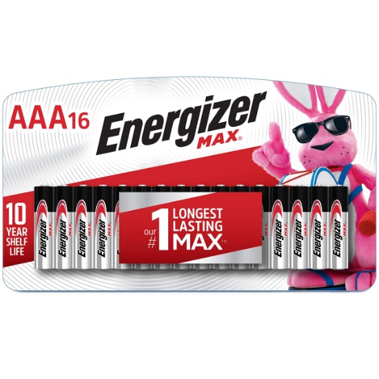 Energizer E92LP-16 Standard Battery, AAA, Alkaline, PK16 Lighting, 16 Count (Pack of 1), Black