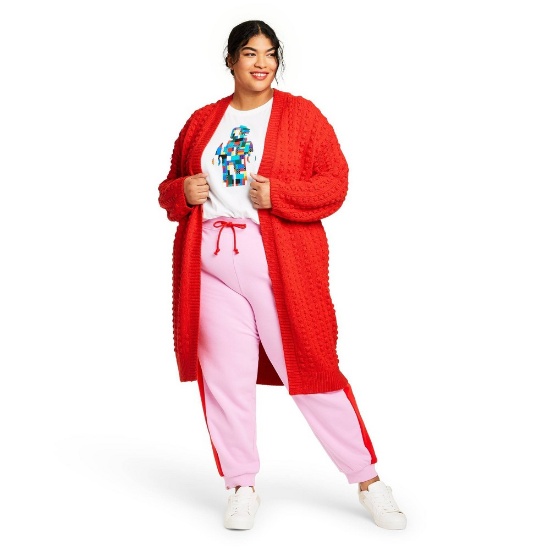 Women's Plus Size Textured Cardigan - LEGO Collection x Target Red 2X
