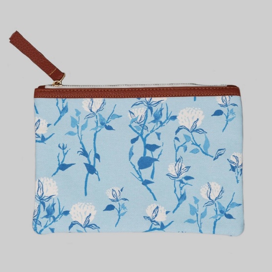Threshold 6" x 8" Zip Linen Pencil Pouch - Blue Floral