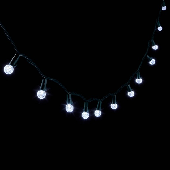Wondershop 60ct LED Faceted Sphere Christmas String Lights Cool White with Green Wire