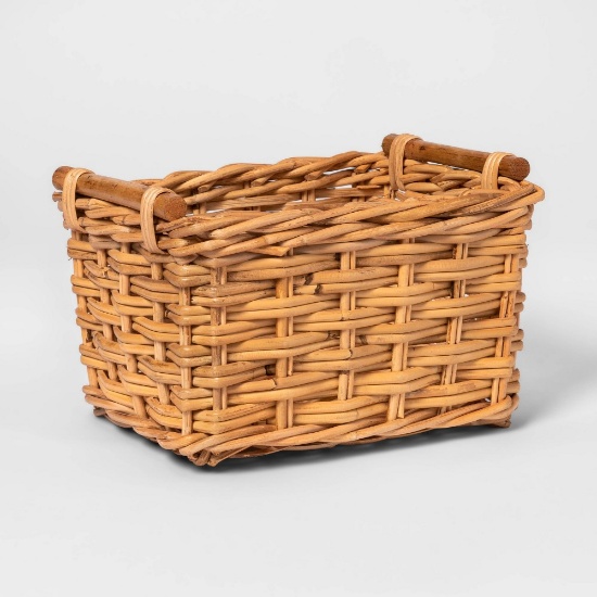 Threshold Woven Basket with Rattan Handles