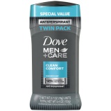 Dove Men+Care Antiperspirant Deodorant Stick, Clean Comfort 2.7 Ounce, Twin Pack