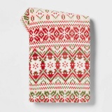 Threshold Fair Isle Printed Plush with Sherpa Reverse Christmas Throw Blanket