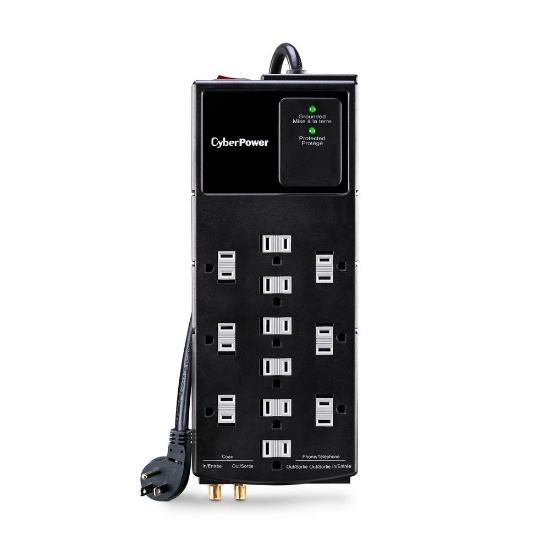 CyberPower 8 ft. Cord 12-Outlet Surge Protector, Black
