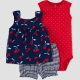 Just One You NB Baby Girls' Cherry Top & Bottom Set, Navy