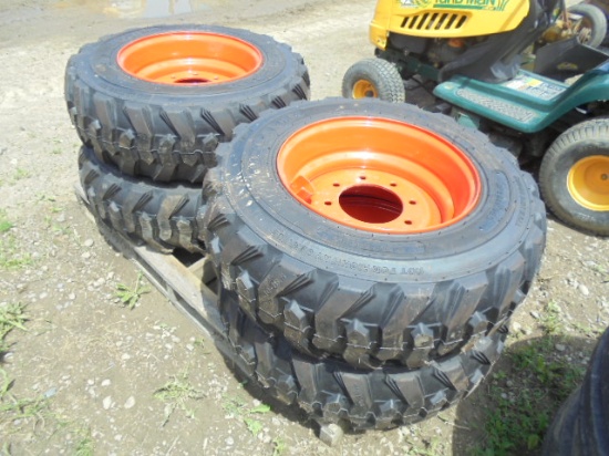 (4) 10-16.5 SSL Tires & 8 Bolt Rims, Unused