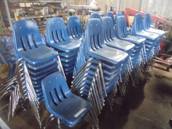 Blue Plastic Chairs w/ Metal Legs x 20
