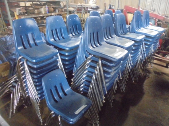 Blue Plastic Chairs w/ Metal Legs x 20