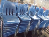 Blue Plastic Chairs w/ Metal Legs x 20