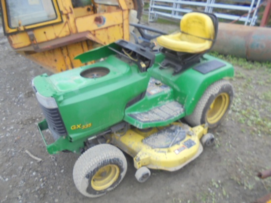 John Deere GX335 Riding Mower, 48" Deck, Hydro, Power Steering, 893 Hours,