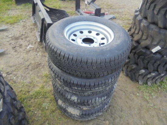 (4) New 225-75-15 Trailer Tires & 6 Bolt Rims