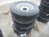 (4) 225-75-15 Trailer Tires On 6 Bolt Rims, New