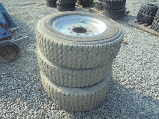 (4) No Flat SSL Tires, 245/70R19.5, 8 Bolt