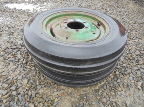 (2) 5.50-16 3 Rib Tractor Tires & Rims