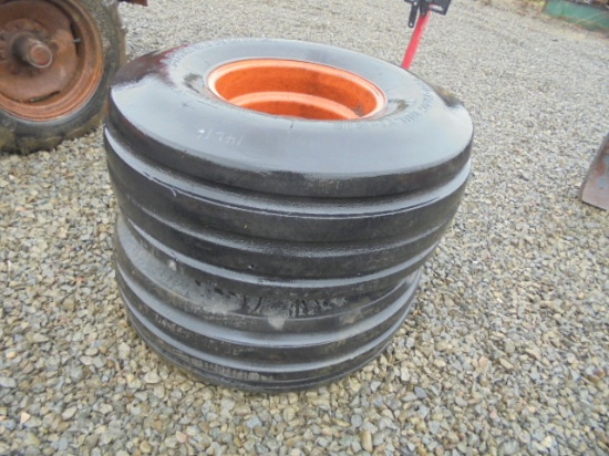 (2) 14L16-1 4 Rib Tractor Tires & Rims On 8 Bolt Rims