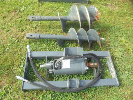 New Wolverine SSL Hydraulic Post Hole Digger w/ 12" & 18" Augurs