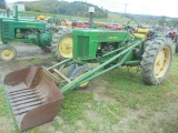 John Deere 70 Gas w/ Loader, Char-Lyn Power Steering, 14.9-38 Tires, s/n 70