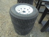 (4) 205-75-15 Trailer Tires & Rims, New 5 Lug